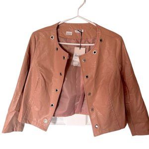 BNWT! Faux Leather Cropped Jacket - Light Pink/Natural Size S